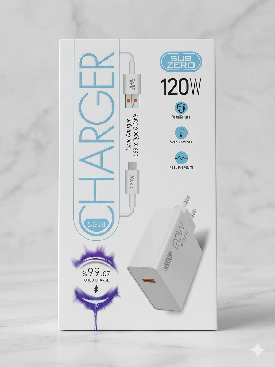 Subzero SG38 120W Ultra Hızlı Turbo Şarj Seti - Type-C Kablolu