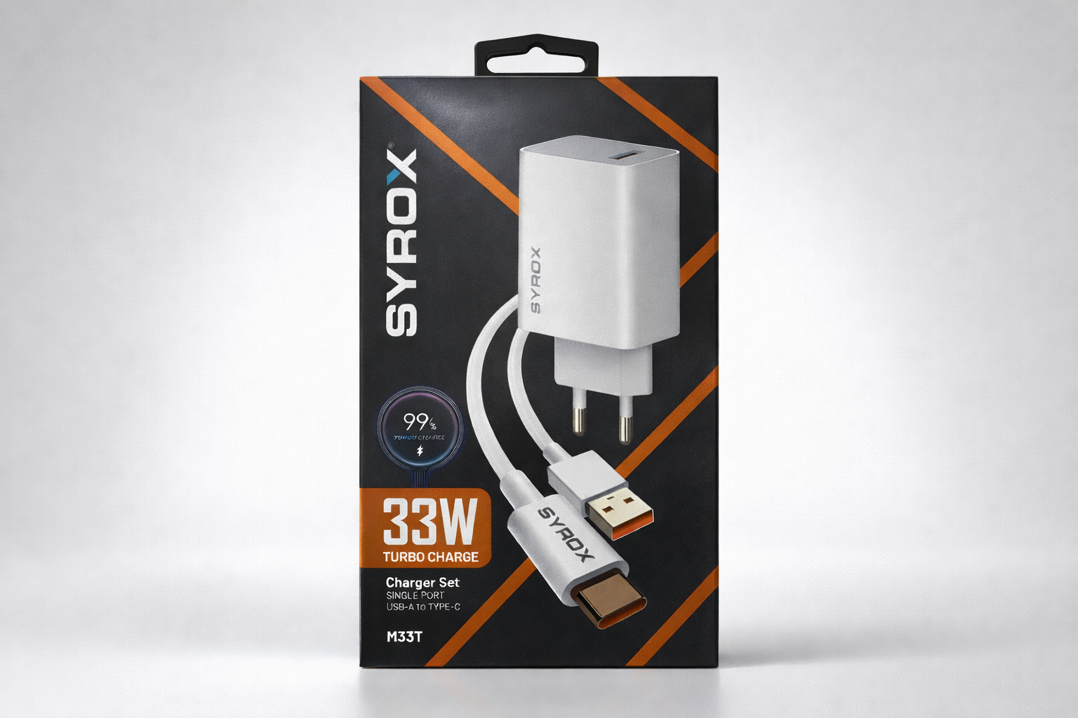 Syrox 33W Hızlı Şarj Adaptörü + USB Type-C Kablo Seti | Turbo Şarj Destekli