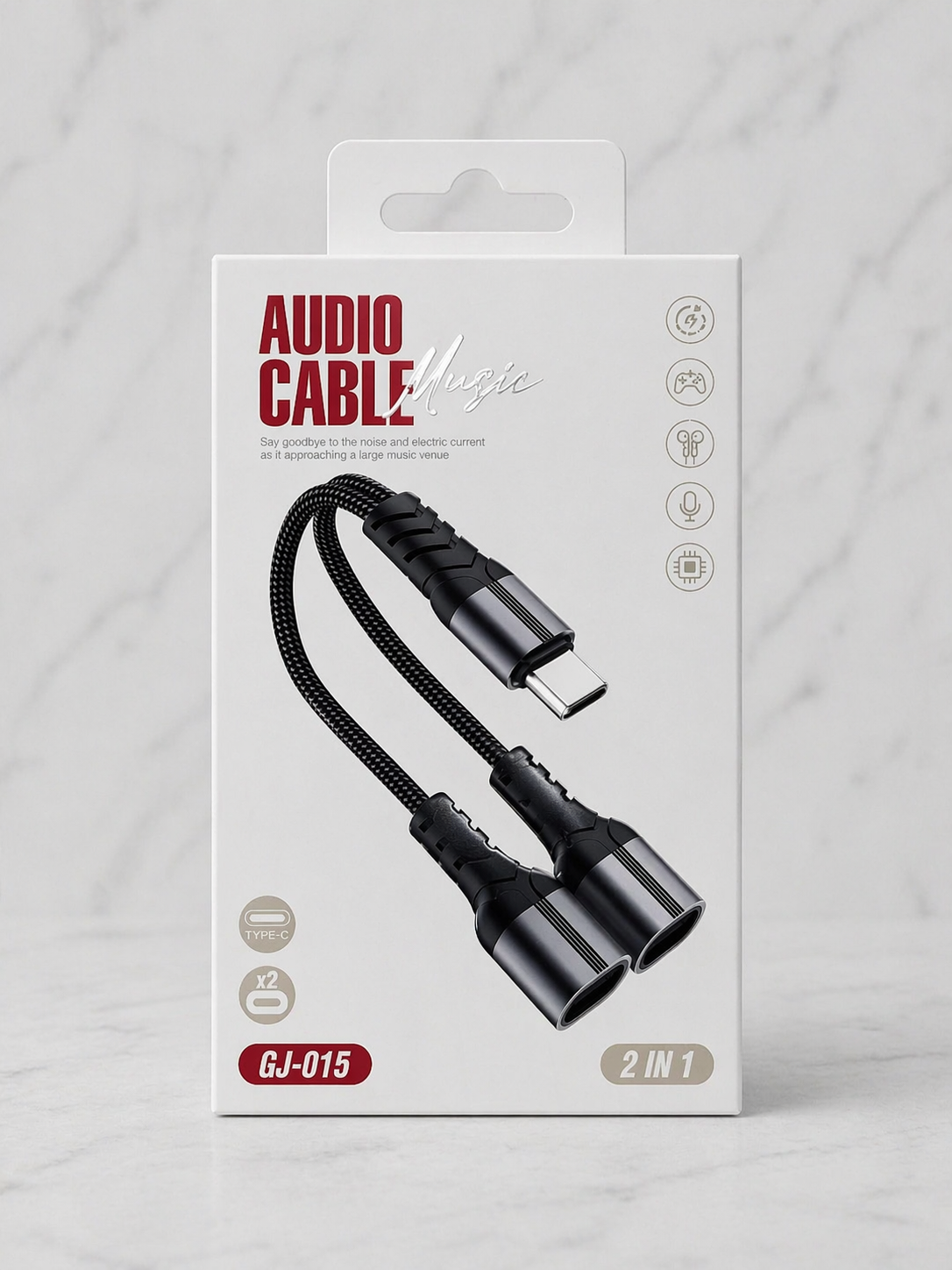 Type-C 2 in 1 Kulaklık ve Şarj Dönüştürücü Kablo GJ-015 | AUX + Şarj Adaptörü