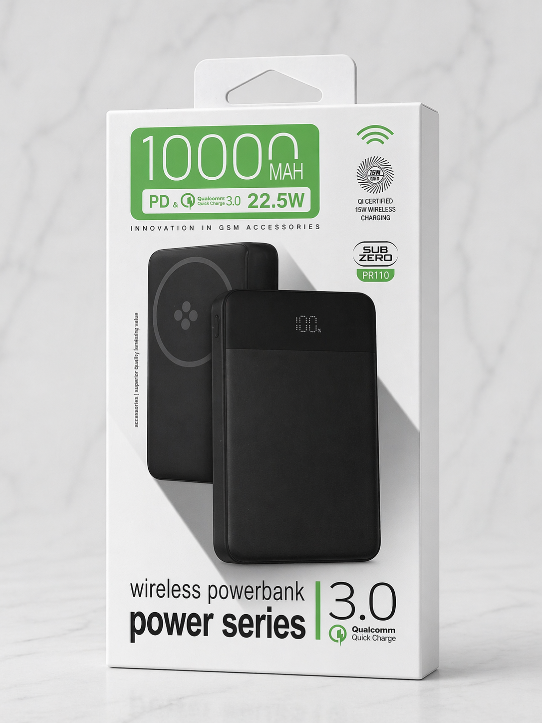 Subzero 10000mAh Kablosuz Powerbank 22.5W PD Hızlı Şarj | Wireless Şarj Destekli