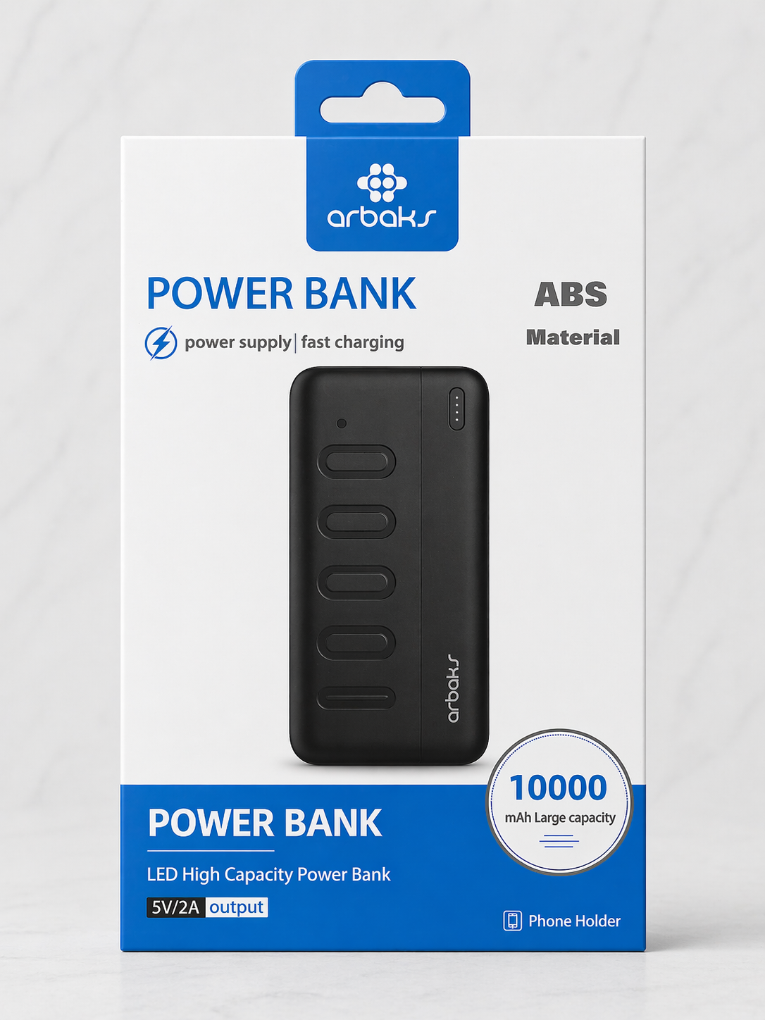 Arbaks 10000mAh Powerbank LED Göstergeli 5V/2A Hızlı Şarj | Taşınabilir Şarj Cihazı