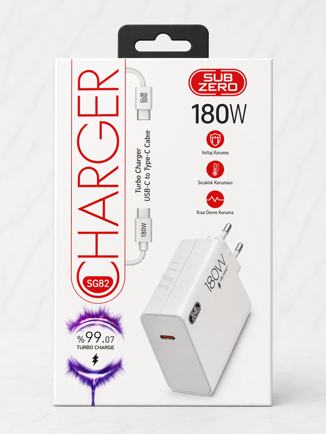 Subzero 180W PD USB-C Hızlı Şarj Aleti SG82 | Turbo Charger Type-C Adaptör