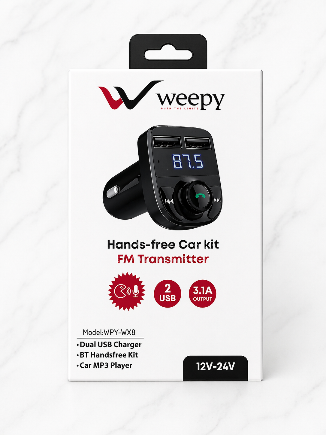 Weepy FM Transmitter Araç Kiti WPY-WX8 | Bluetooth Handsfree + Dual USB Şarj