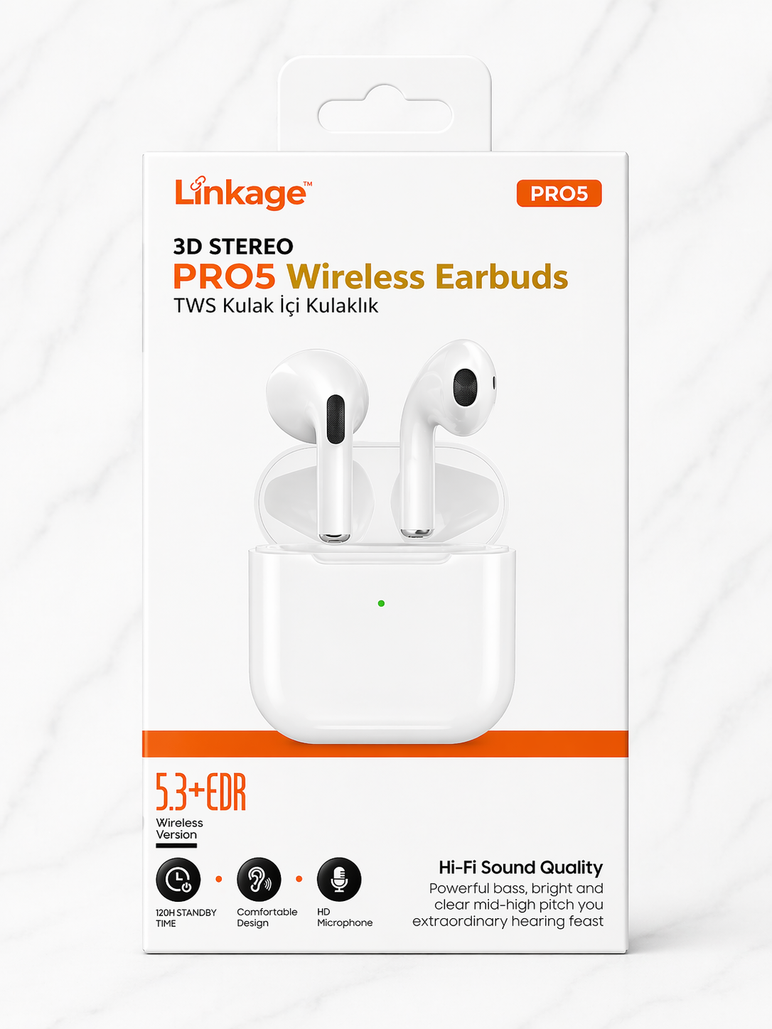 Linkage PRO5 Bluetooth 5.3 TWS Kablosuz Kulaklık | Hi-Fi Ses | Şarj Kutulu Wireless Earbuds