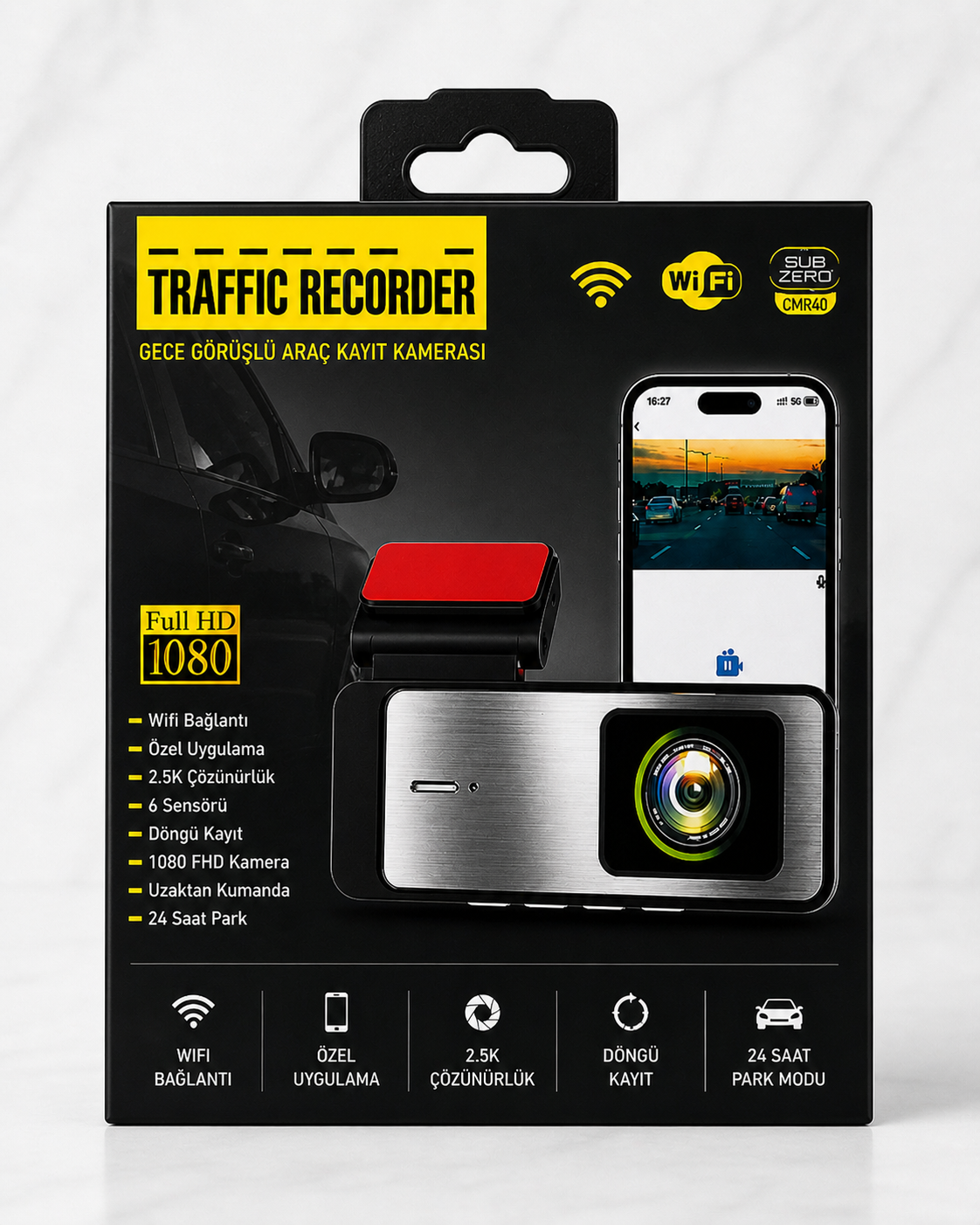 Subzero CNR40 WiFi Araç Kamerası | Full HD 1080P | Gece Görüşlü | 2.5K Destekli Dash Cam