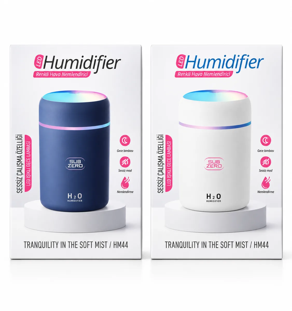 Subzero HM44 LED Hava Nemlendirici | Sessiz Çalışma | Gece Lambalı | USB Mini Humidifier
