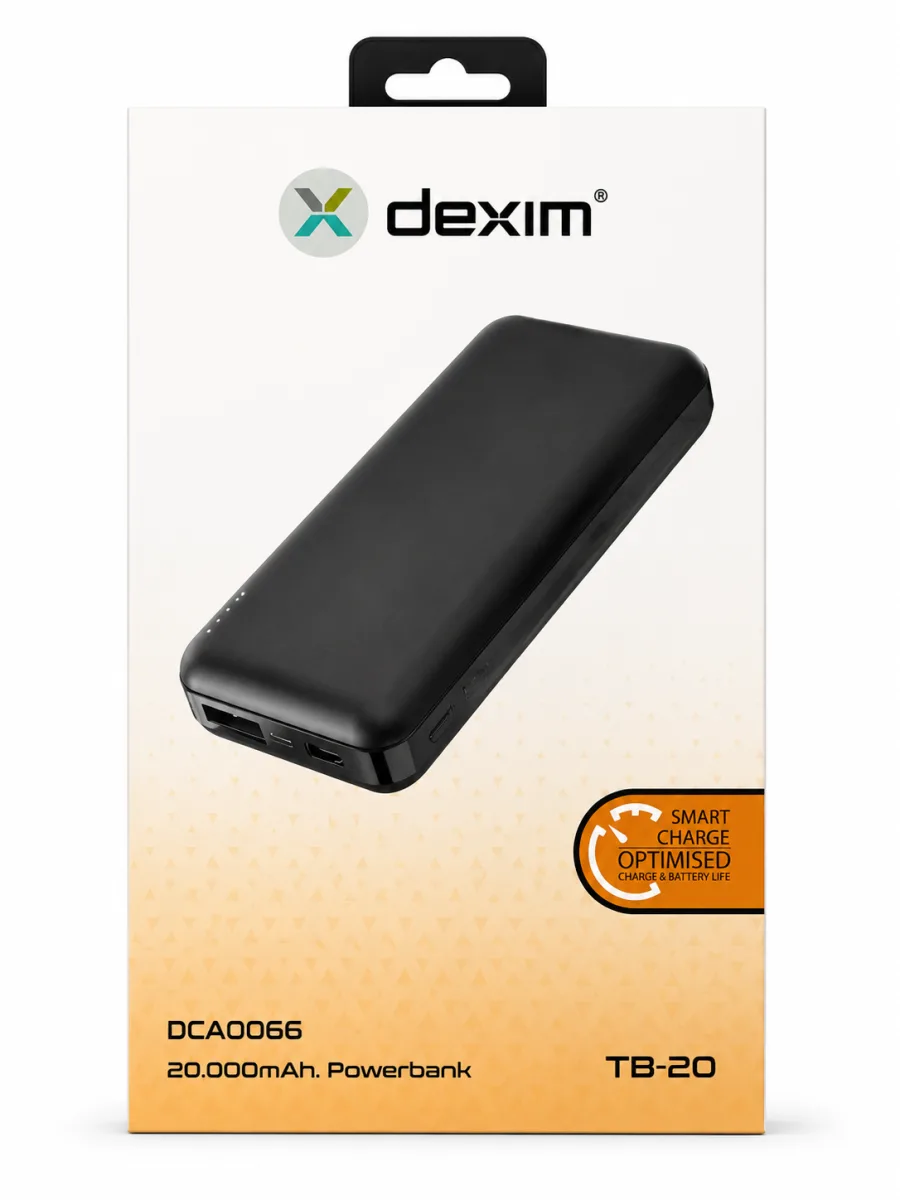 Dexim TB-20 20000mAh Powerbank | Taşınabilir Şarj Cihazı | Yüksek Kapasiteli Harici Batarya